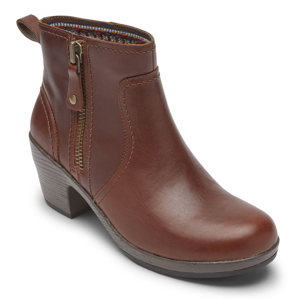 Rockport Womens Boots Brown - Cobb Hill Presley Zipper - UK 045-EWMVKL